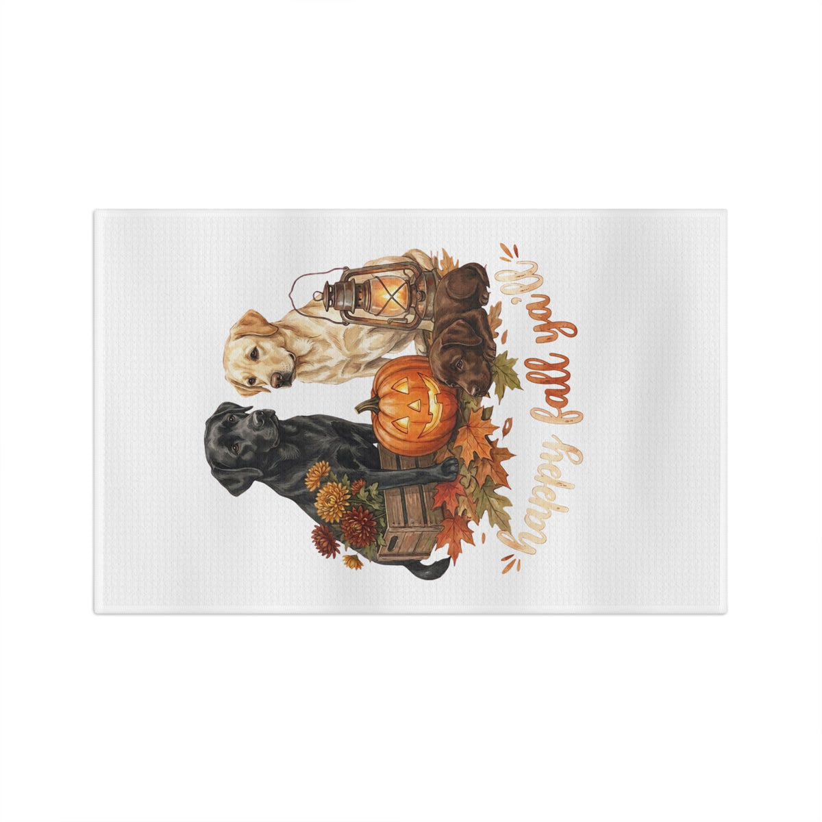 Fall Labrador Tea Towel — "Happy Fall Y’all" Autumn Kitchen Towel